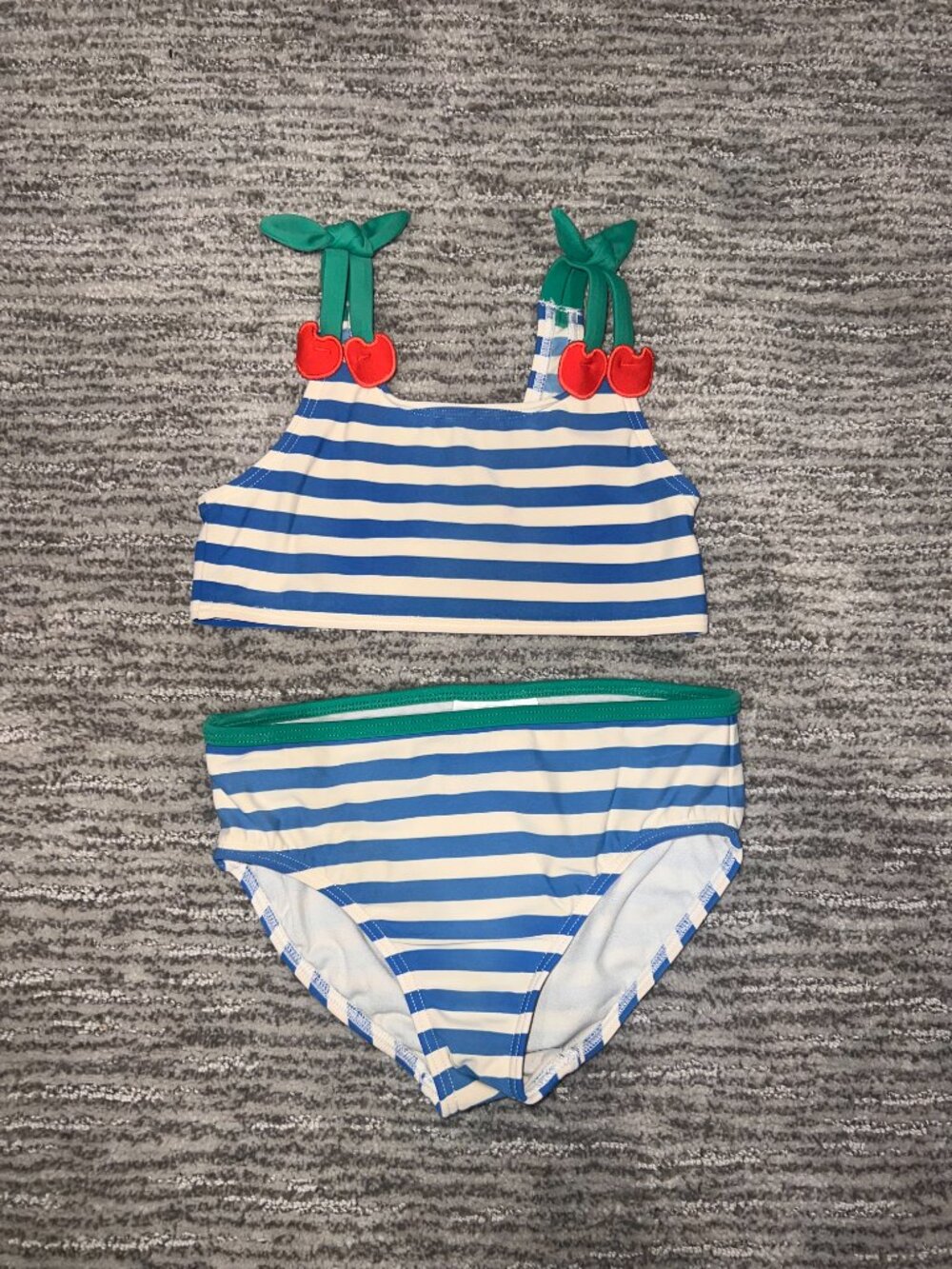 Girls Boden Striped Cherry Bikini Sz 5/6